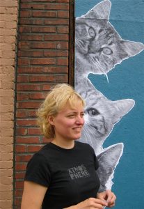 Cattin' around: artist Mindy Barker.