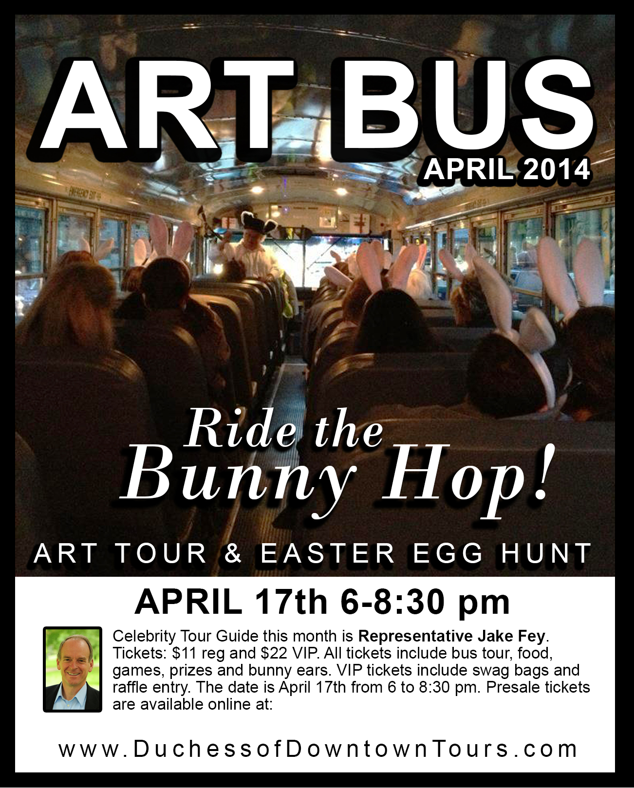 Hop on the Artbus for a chance to meet the artists, join the Easter egg hunt, and whatever additional shenanigans might be part of your ride.  Click here to get tickets.  